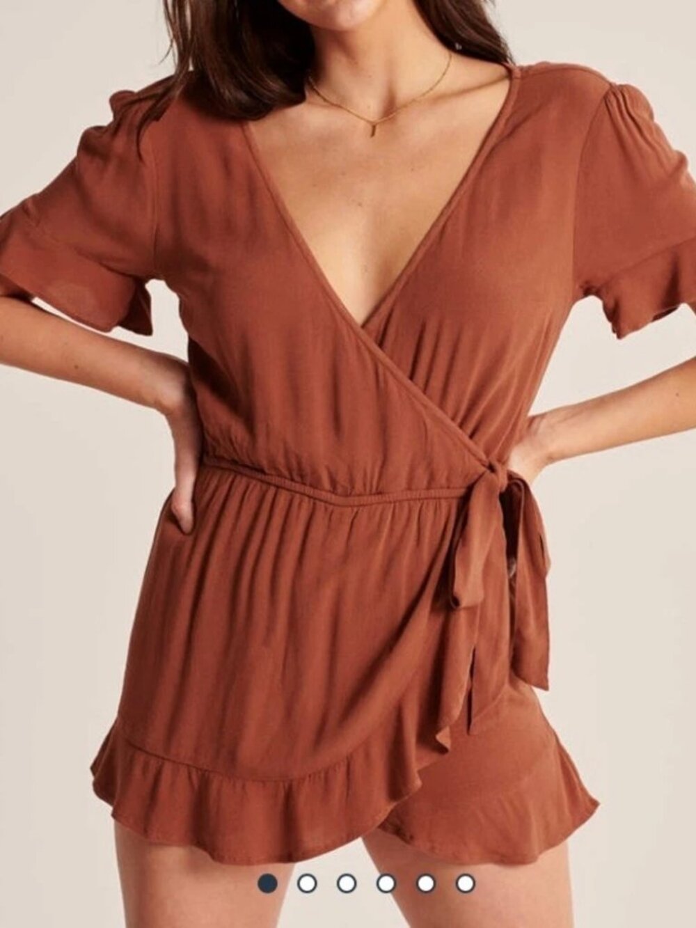 NWT Abercrombie and Fitch Wrap Ruffle Romper L Rust Orange Coquette Cottagecore